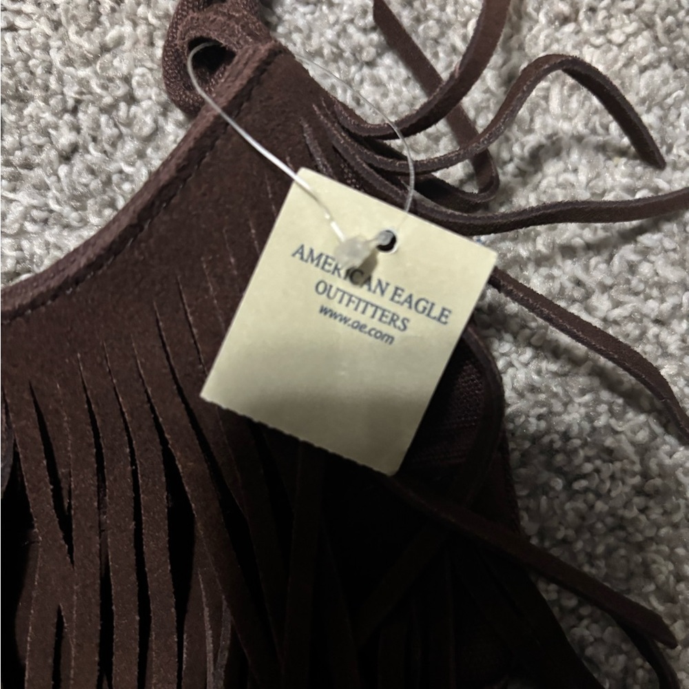 American Eagle Boho Fringe Mini Purse Bag Brown - Picture 4 of 7